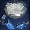 Image 1 : 16 pc. Lot. Crystal Punchbowl w/ 12 Cups and Ladel. Includes two Decorative Glass Fish.