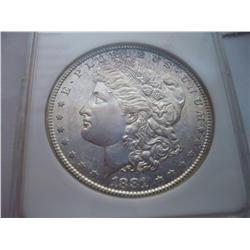1881-S Anacs Graded MS-64 Morgan Silver Dollar, Toned