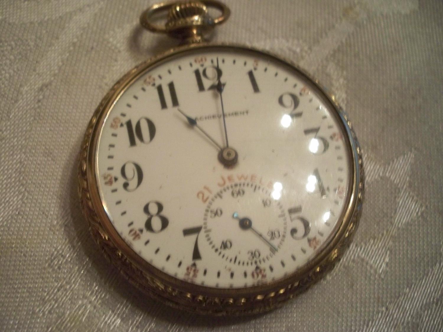 Vintage Achievement 21 Jewel Pocket Watch, 14K Gold Filled