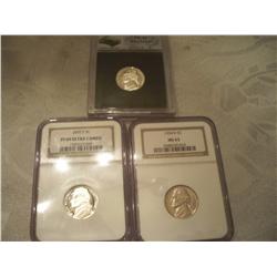 3 Graded Jefferson Nickels
