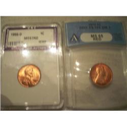 2 Graded Lincoln Pennies