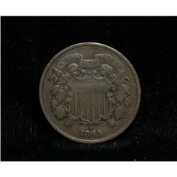 1865 Two Cent 2c Piece Grades XF40