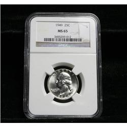 NGC 1949-p Washington Quarter 25c Graded Gem Uncirculated ms65