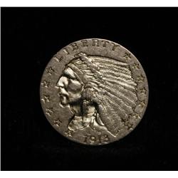 1913-p $2 1/2 Indian Gold Grades ms63