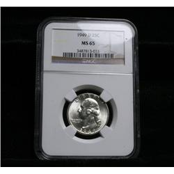 NGC 1949-d Washington Quarter 25c Graded Gem Uncirculated ms65