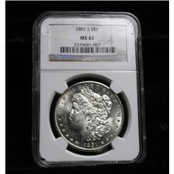NGC 1891-p Morgan Dollar graded ms61