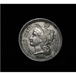 1866 Three Cent Nickel 3c grades au58/slider