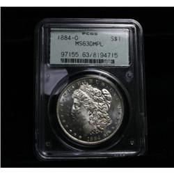 PCGS 1884-o Morgan Dollar graded ms63 DMPL, in a 2nd year Original green holder
