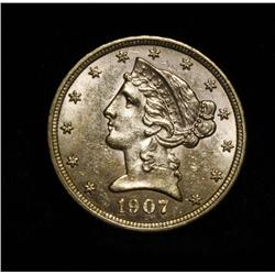 1907-d $5 Gold Liberty Grades ms62