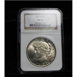 NGC 1927-s Peace Dollar graded ms63