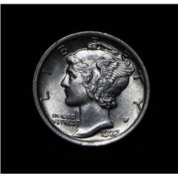 1923-p Liberty Head 'Mercury' Dime 10c Grades Almost Uncirculated au58 with FSB