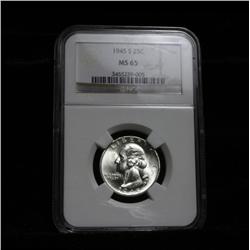 NGC 1945-s Washington Quarter 25c Graded Gem Uncirculated ms65