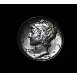 1929-p Liberty Head 'Mercury' Dime 10c Grades Almost Uncirculated au58