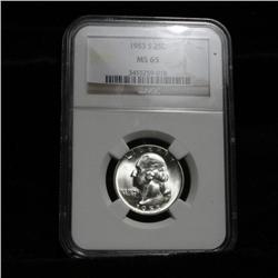NGC 1953-s Washington Quarter 25c Graded Gem Uncirculated ms65