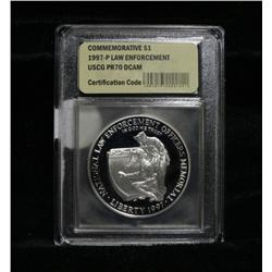 The 1997 National Law Enforcement Officers Memorial Proof Silver Dollar Graded PR70  DCAM