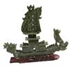 Image 1 : CHNESE CARVED GREEN HARDSTONE DRAGON SHIP