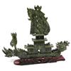 Image 3 : CHNESE CARVED GREEN HARDSTONE DRAGON SHIP