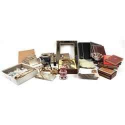 BOX LOT ACID ETCHED GLASS CUFFLINKS DISHES & MORE