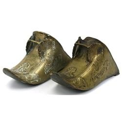 19TH C. PAIR OF SPANISH COLONIAL BRASS STIRRUPS