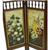 Image 3 : MAHOGANY VICTORIAN 3 PAINTED CANVAS PANEL SCREEN