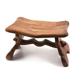 ANTIQUE CARVED OAK FOOT STOOL