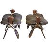 Image 1 : PAIR OF AFRICAN WOOD & LEATHER CAMEL SADDLES
