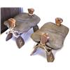 Image 2 : PAIR OF AFRICAN WOOD & LEATHER CAMEL SADDLES