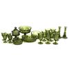 Image 1 : OLIVE GREEN FOSTORIA COIN PATTERN GLASSWARE LOT