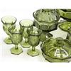 Image 2 : OLIVE GREEN FOSTORIA COIN PATTERN GLASSWARE LOT