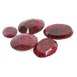 DEALERS LOT OF 5 OVAL CUT RUBY GEMSTONES-64.10 CTW