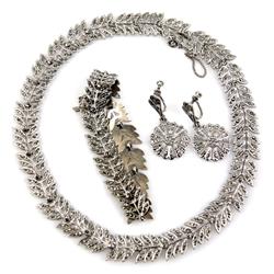 LADIES STERLING SILVER & MARCASITE JEWELRY SUITE