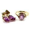 Image 1 : LADIES 14K YELLOW GOLD AMETHYST JEWERLY LOT
