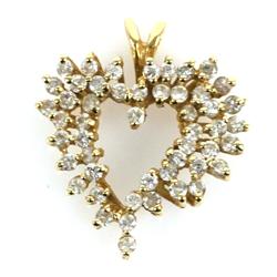 LADIES 14K YELLOW GOLD 1CTW DIAMOND HEART PENDANT