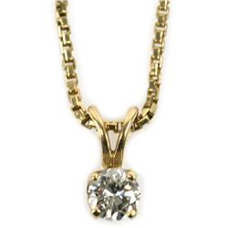 LADIES 14K GOLD 1/4 CT DIAMOND SOLITAIRE NECKLACE