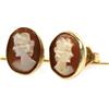 Image 2 : LADIES YELLOW GOLD CAMEO EARRINGS & HAT PIN LOT
