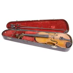 STRADIVARIUS VIOLIN COPY WITH CASE & BOW