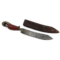 CARVED HANDLE MIDDLE EASTERN KNIFE WITH SCABBARD