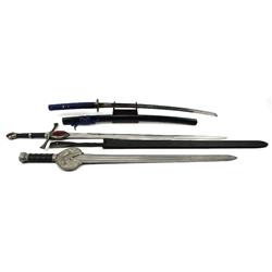 THREE DECORATIVE FANTASY SWORDS
