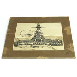 WWII PHOTO OF JAPANESE BATTLESHIP WITH COMPLEMENT