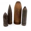Image 1 : LOT OF FOUR WWI ERA ARTILLERY PROJECTILES