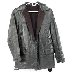 WWII ERA GERMAN BLACK LEATHER DECK JACKET