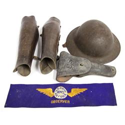 WWI WWII HELMET LEGGINGS HOLSTER AWS ARMBAND