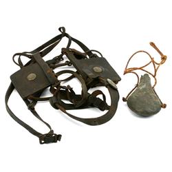 19TH CENTURY US MILITARY HORSE BLINDERS AND FLASK