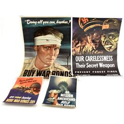 4 WWII OFFICIAL US TREASURY WAR BOND POSTERS
