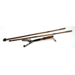 VINTAGE WESTERN HAND TRAP THROWER & RODS