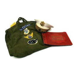 KOREAN WAR ERA HELMET BAG WITH PHOTOS & HAT