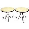 Image 1 : PAIR OF WRAUGHT IRON AND TRAVERTINE TILE TABLES
