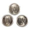 Image 1 : 3 BRILLIANT UNCIRCULATED SILVER PEACE DOLLAR LOT