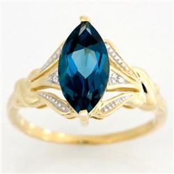 2.43ct Huge London Bl Topaz Diamond 9k Gold Ring (JEW-9408X)
