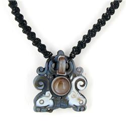Chinese Handcarved Agate Pendant Choker Necklace (ANT-1354)